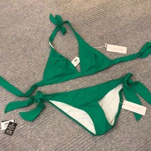 Violet Lake Swimsuit Bikini Tie Bow Emerald Green